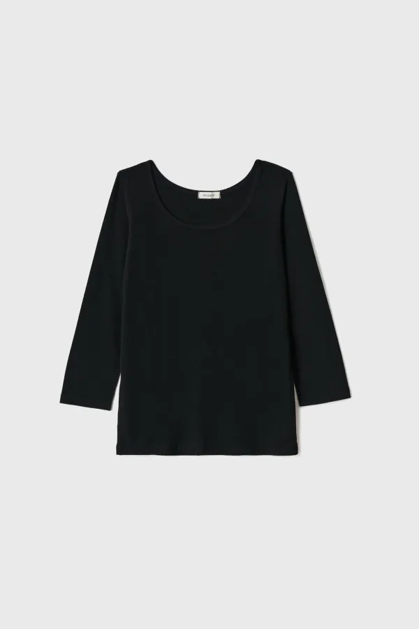 U-Neck Sleeve Top (Black)