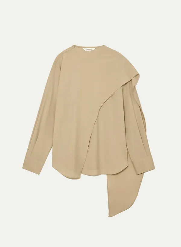 Draped Scarf Blouse Cinnamon