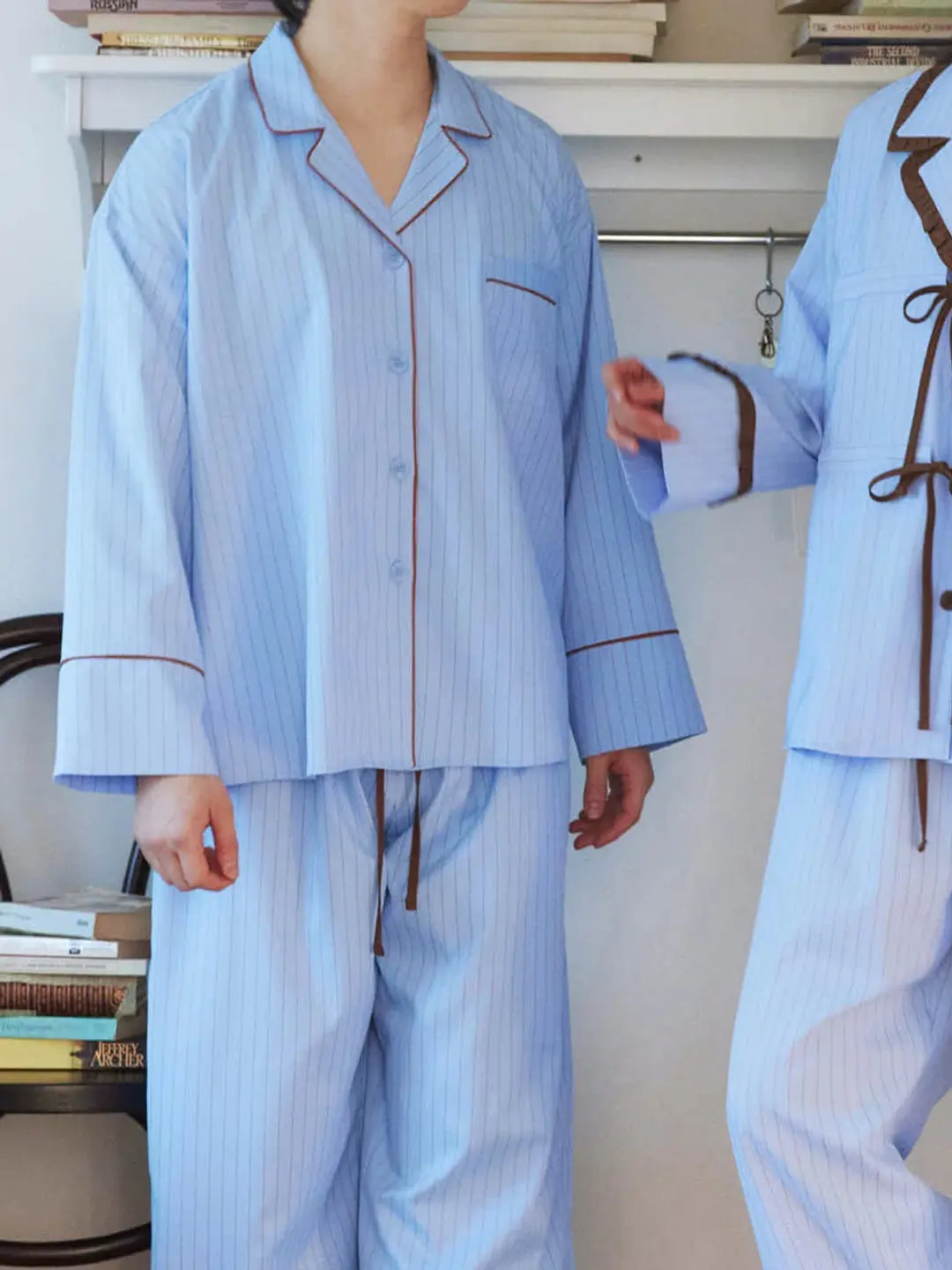 모이페어 (UNI)STRIPED PAJAMA SET / SKYBLUE 상품 이미지 3