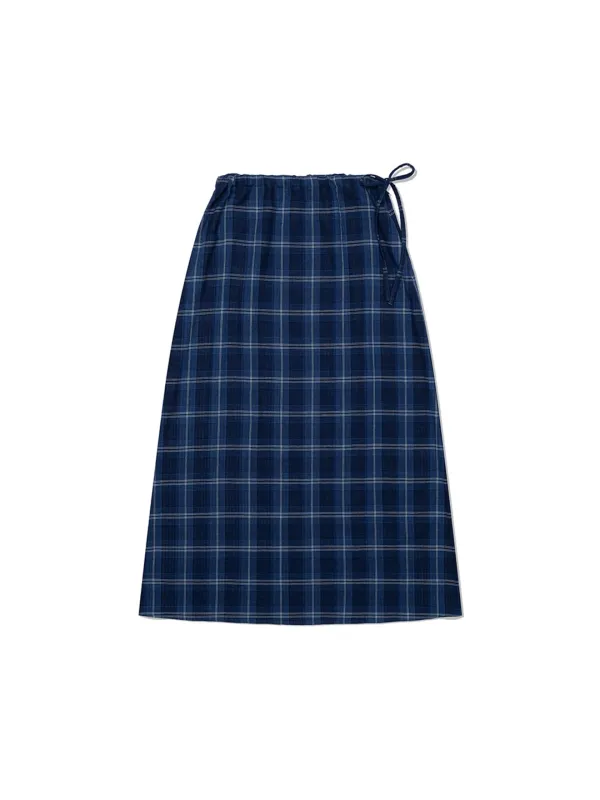 Check Maxi Skirt Blue_F253SK02