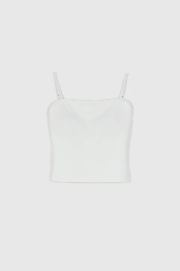 Plain Sleeveless Swim Top (White)
