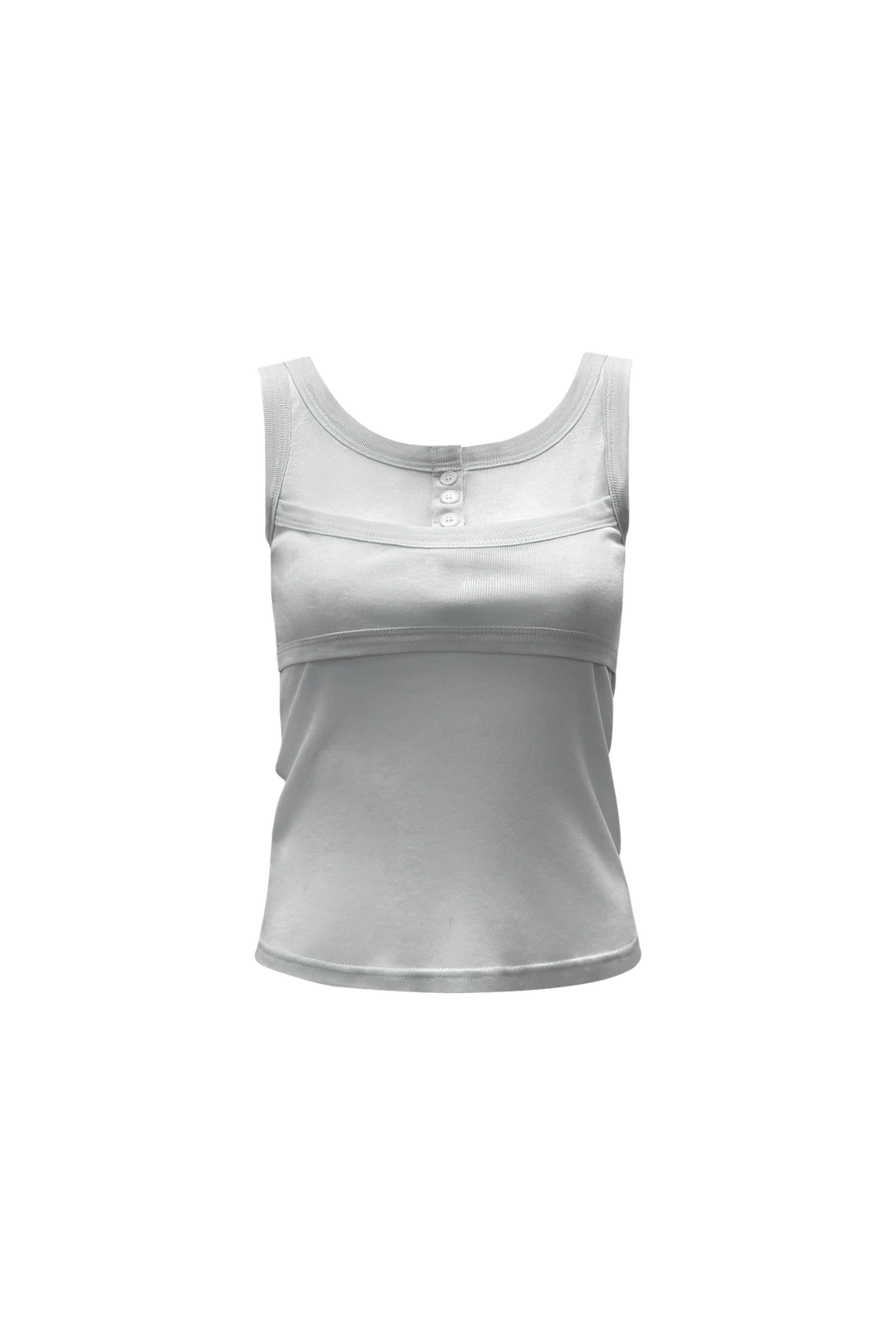 체메씨 LAYERED HENLEY SLEEVELESS (LIGHT GRAY) 상품 이미지 1