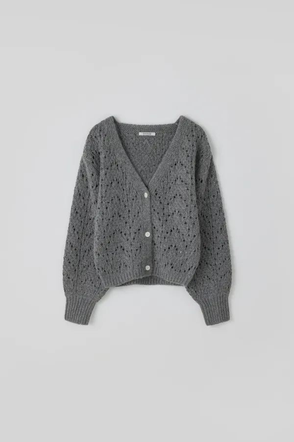 T/T Chunky knit cardigan (gray)