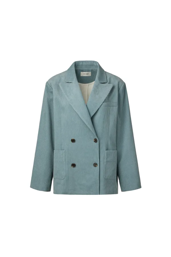 FLEECE LINED CORDUROY DOUBLE JACKET [SKY BLUE]