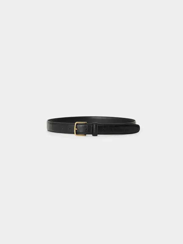 Montana eel leather belt - Black(Gold)