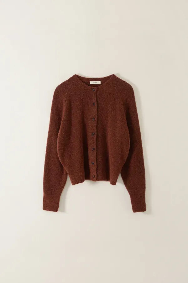 BOUCLE ALPACA KNIT CARDIGAN_BRICK