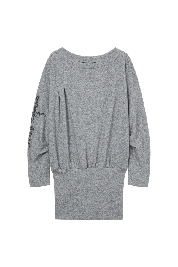 ANGEL OFF-SHOULDER DRESS IN MELANGE GREY