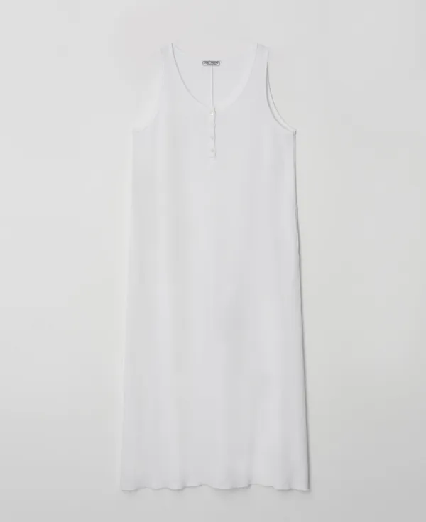 Waffle Jersey Henley Sleeveless Dress_WHITE