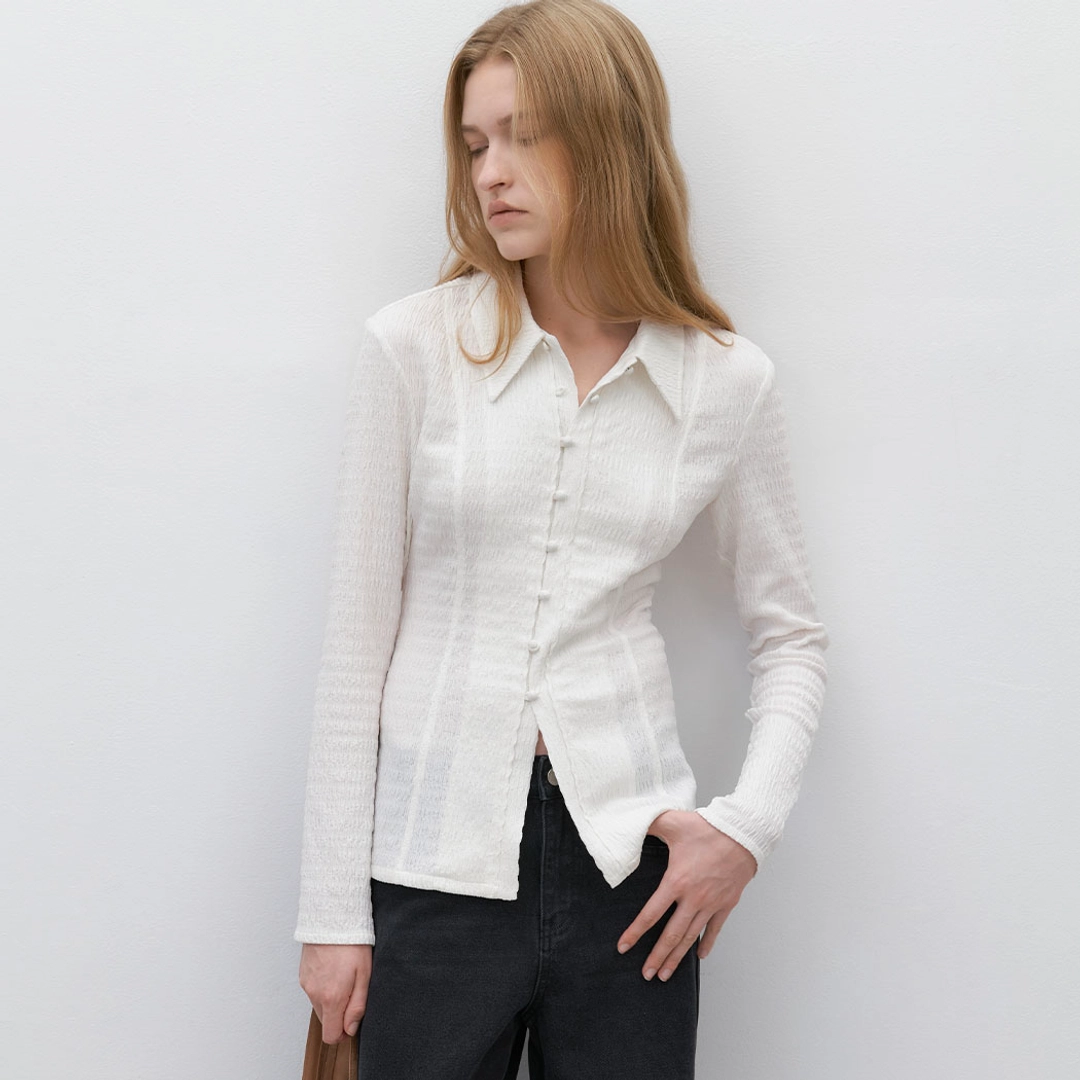 아뜰리에 나인 (BL-4369)WRINKLE SLIM JERSEY LONG BLOUSE 상품 이미지 2