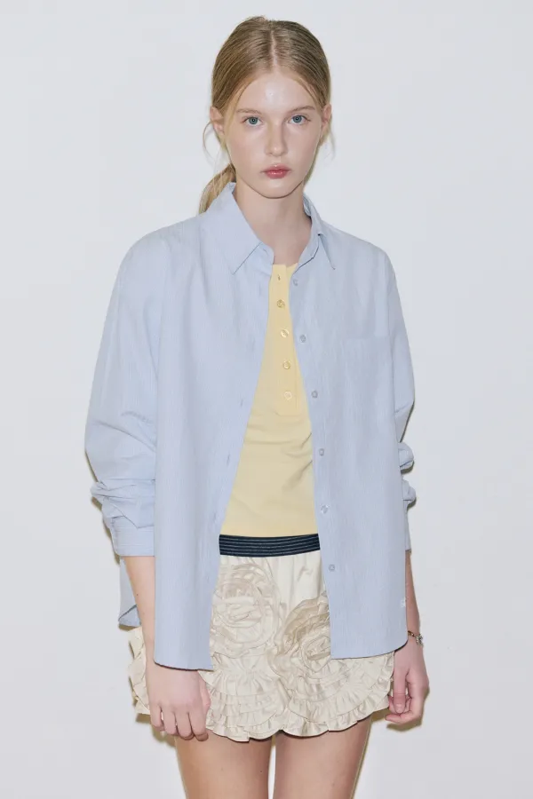Seersucker Stripe Shirt (Blue)