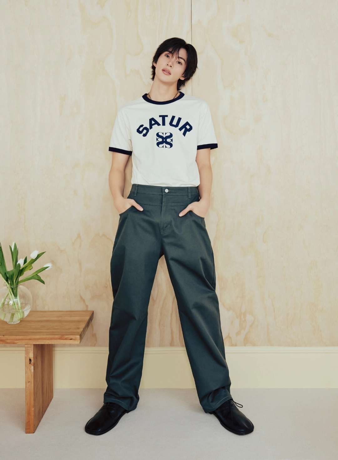 세터 [RIIZE\'s Pick] Cotton Curved Pants - Khaki 상품 이미지 2