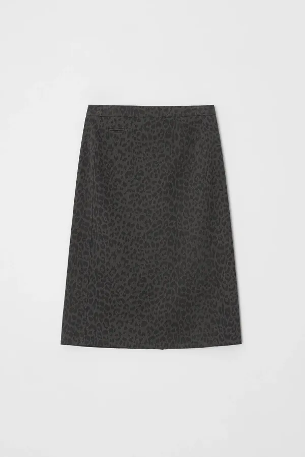 leopard midi skirt - charcoal