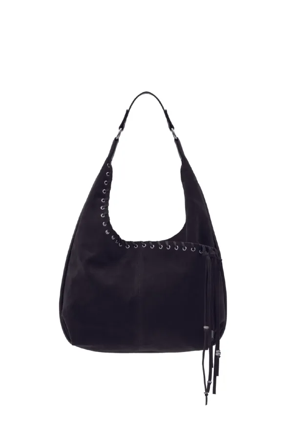 [3차 재입고] 미디움 슬래쉬 호보 백 medium slash hobo bag (suede black)