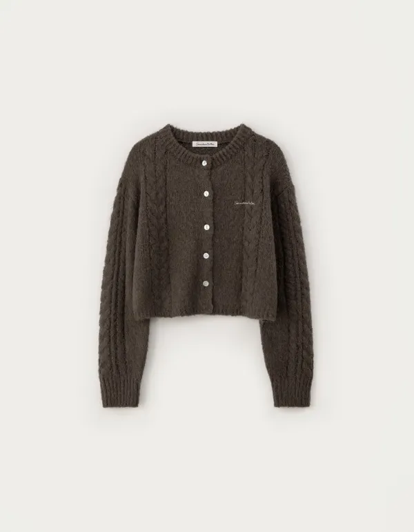 Sandy Alpaca Brush Cardigan - Brown
