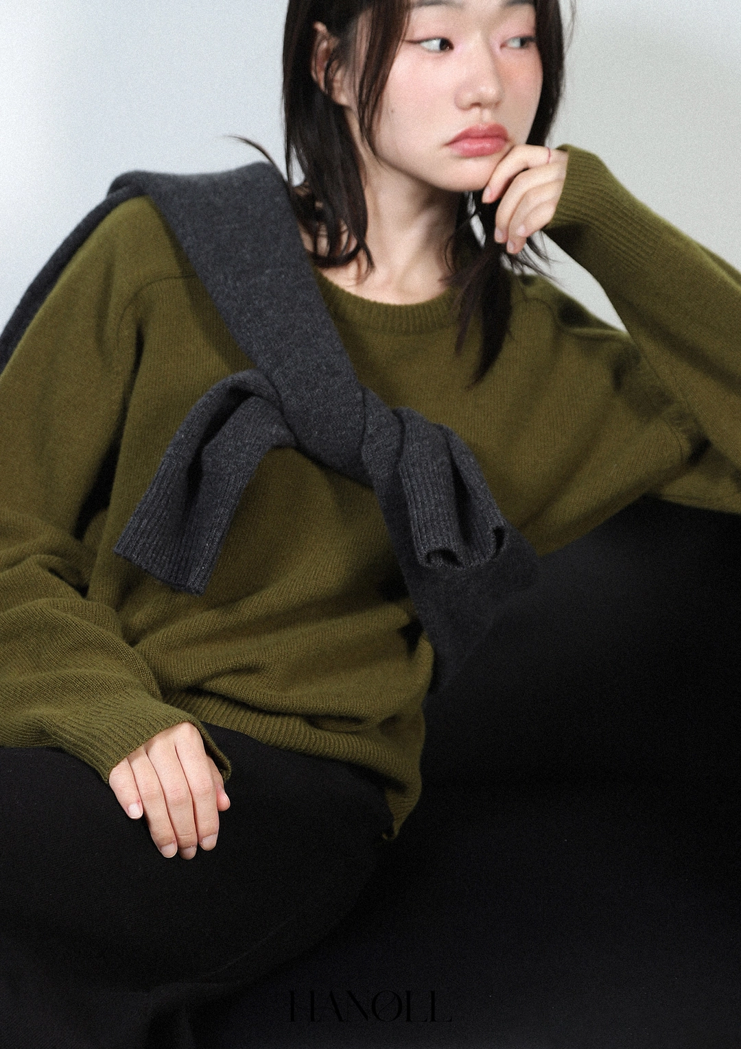 한올 Music Round Knit (Olive) 상품 이미지 2