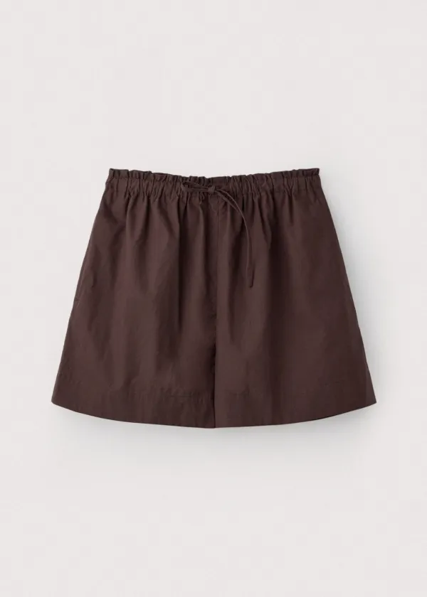 Fine cotton flare shorts_Umber