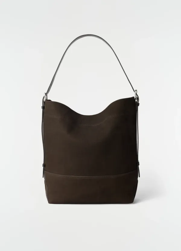 BELTED TOTE BAG IN ALPACA NUBUCK
