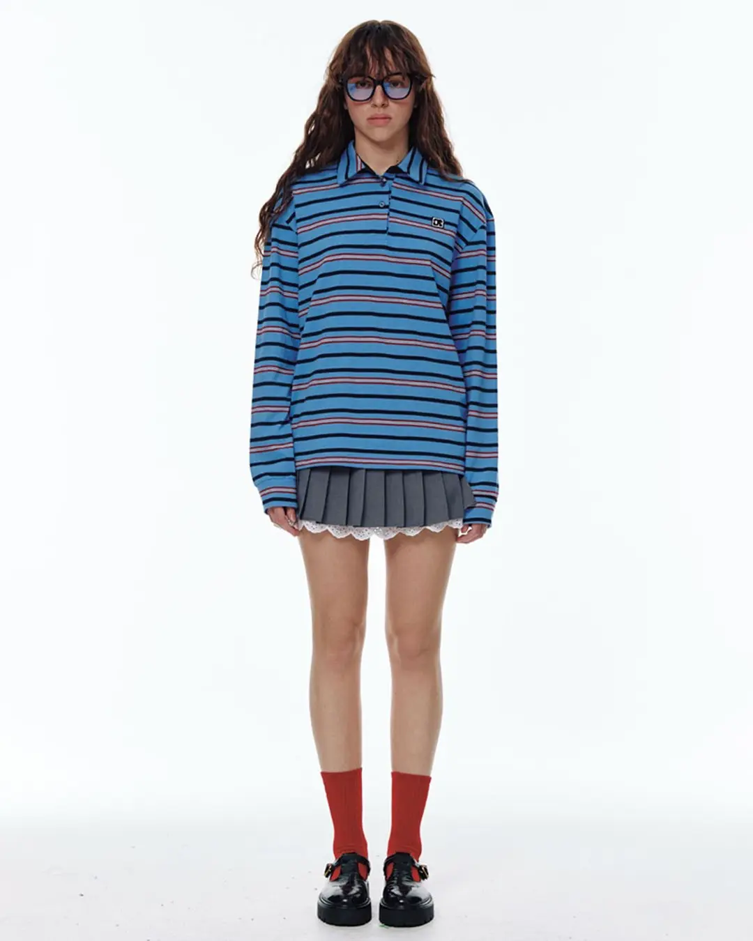 센토르 LACE PLEATS MINI SKIRTS_GREY 상품 이미지 1