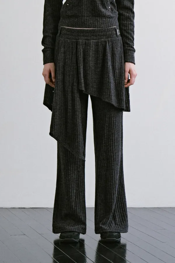 Hotfix Layered Set-up Pants [ Charcoal ]