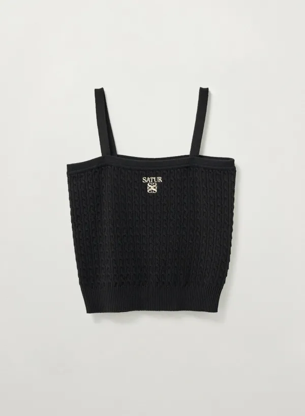 (W) Cable Knit Camisole - Black