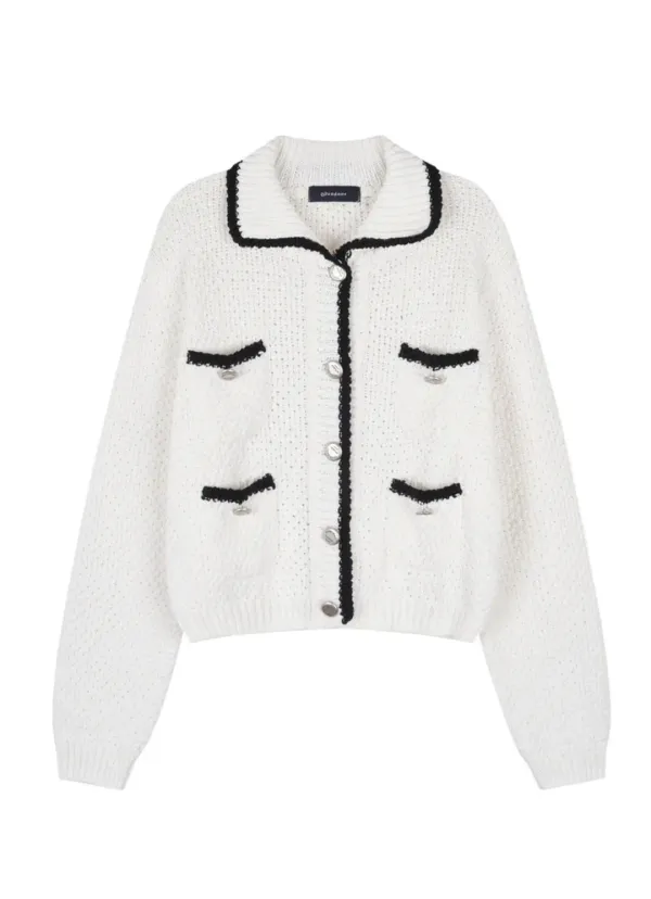 Botton tweed knit Ivory