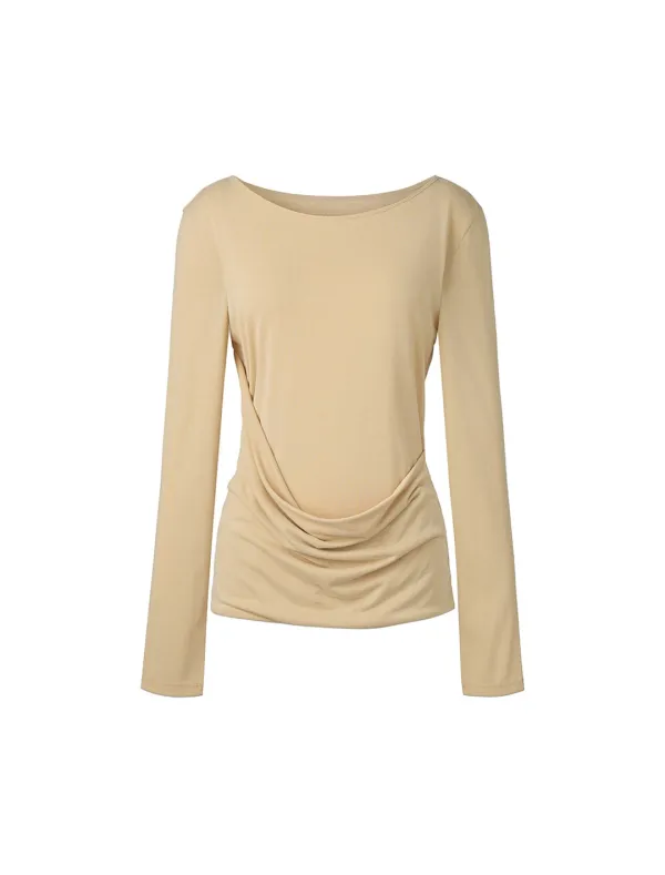 UNBALANCED DRAPING TOP [BUTTER]