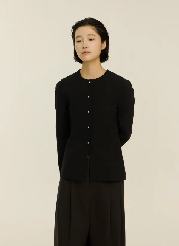 hourglass silver button blouse_bk