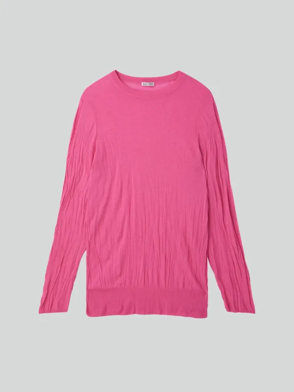 CREASE LONG KNIT TOP (PINK)