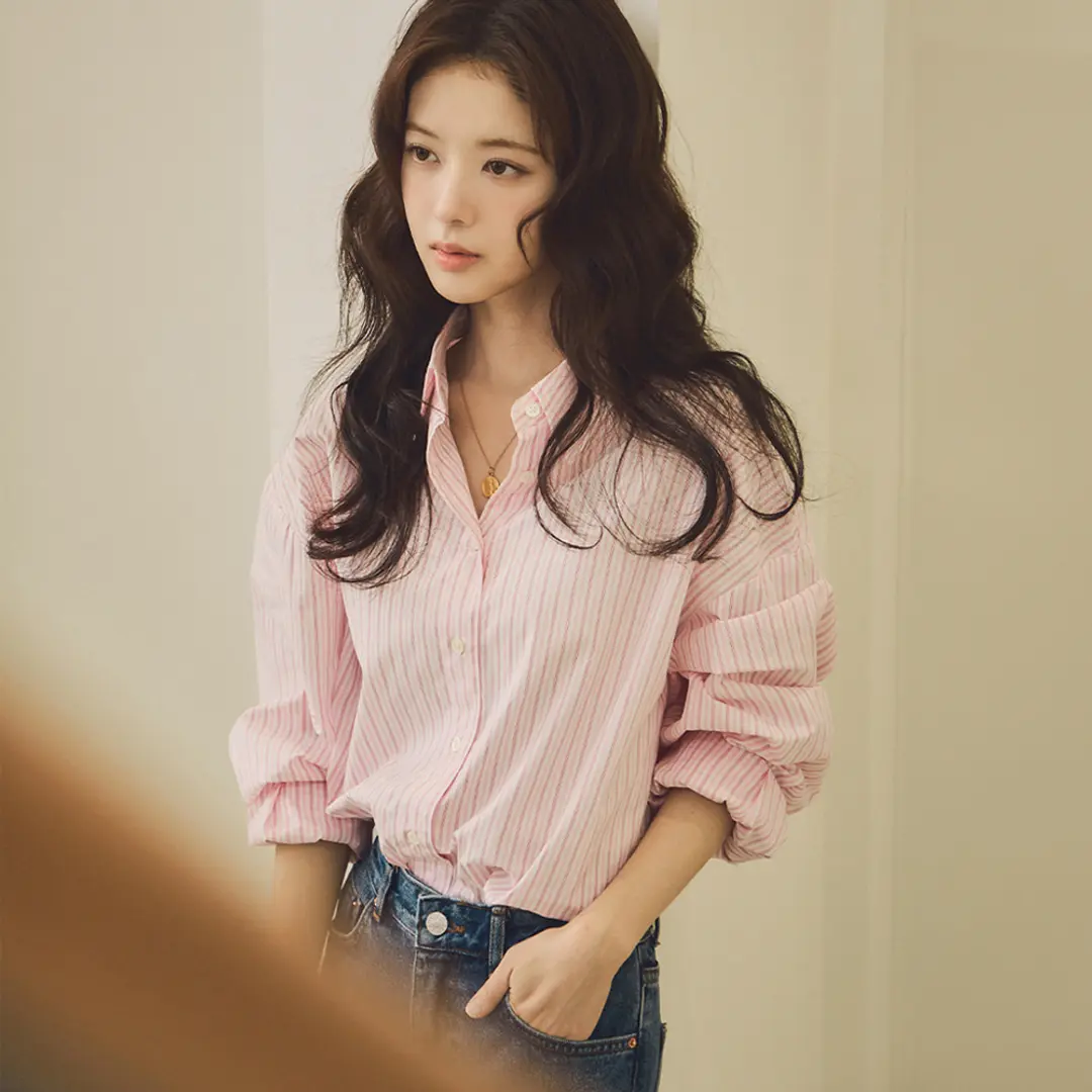 시야쥬 SITP5187 오버 핏 멀티 ST 셔츠_Light pink 상품 이미지 2