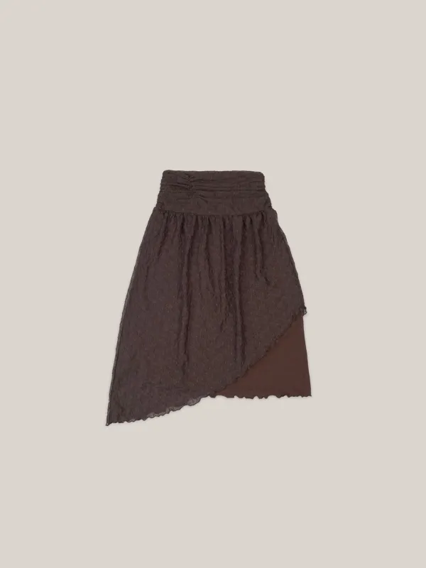 VEIL LACE SKIRT  [ BROWN ]