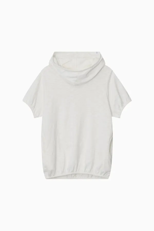 COWL NECK HOODED TEE, WHITE