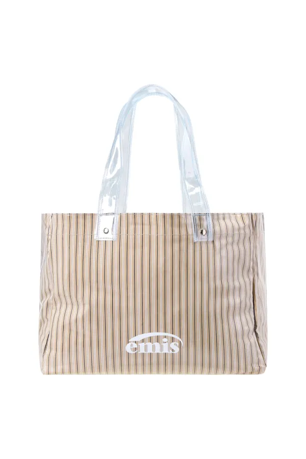 CLEAR STRIPE SHOULDER BAG-BEIGE