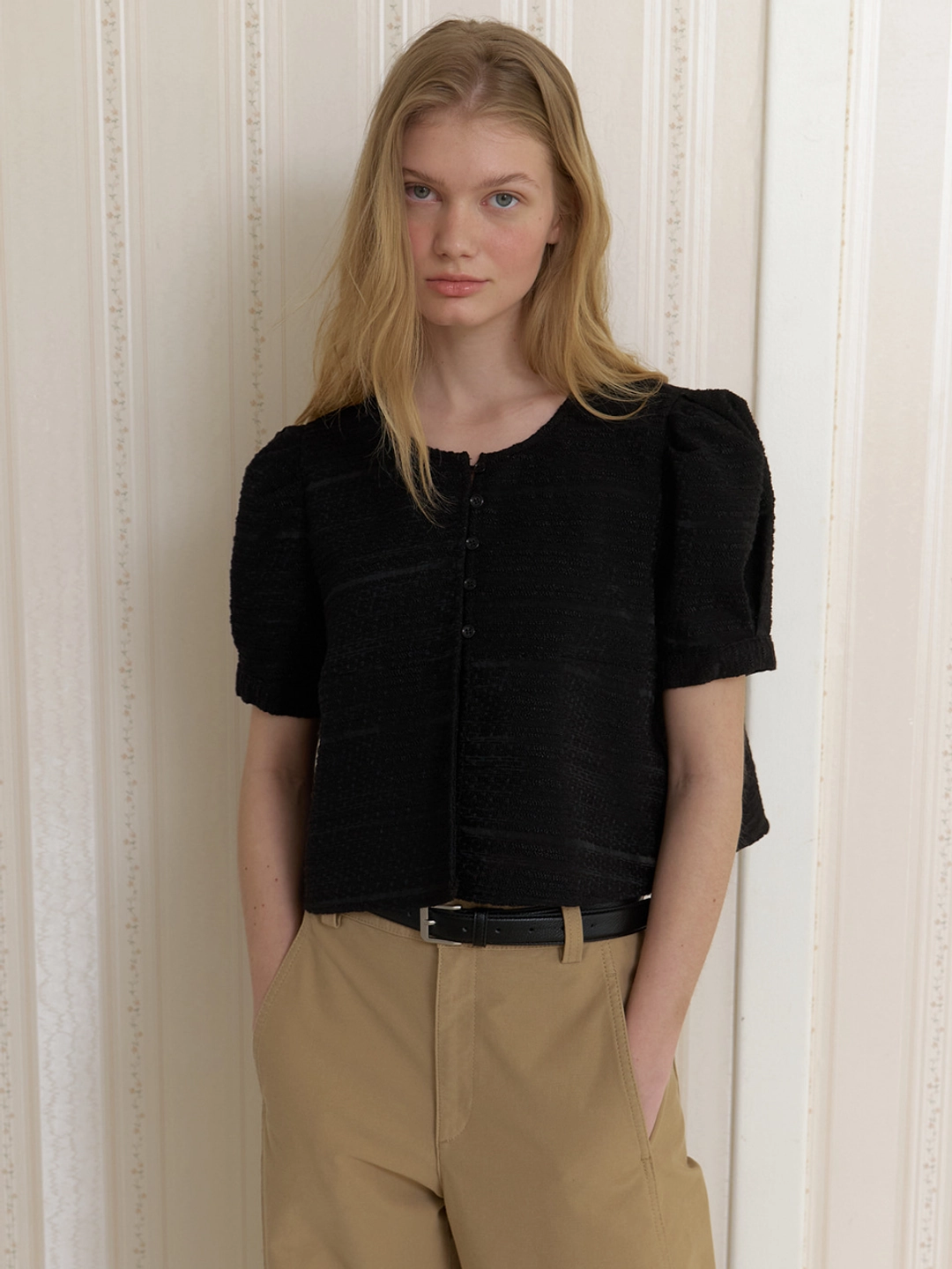 어몽 A PUFF BLOUSE JACKET_BLACK 상품 이미지 1