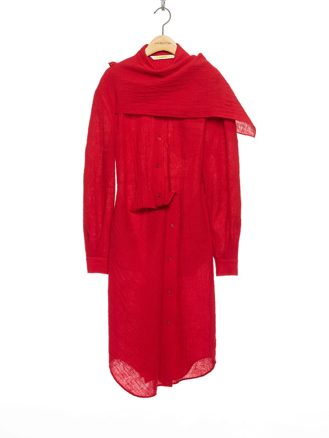 푸쉬버튼 PF26 RED SCARF LAYERED SHIRT DRESS 상품 이미지 2