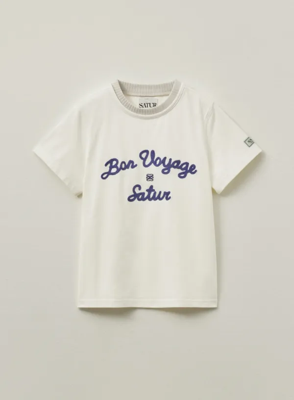 (W) Satur Logo Voyage T-Shirt - Art Navy