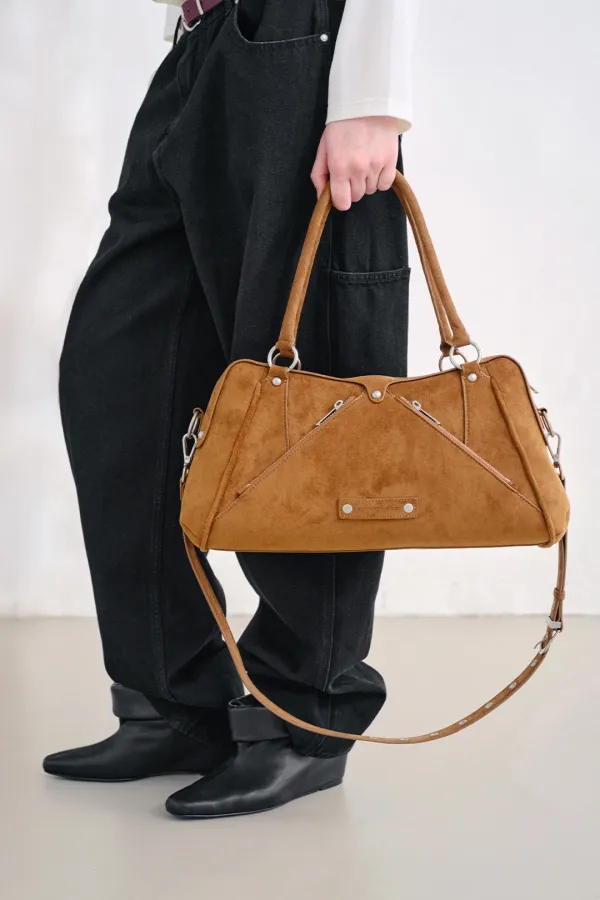 FAUX LEATHER M.O.S BAG, CAMEL
