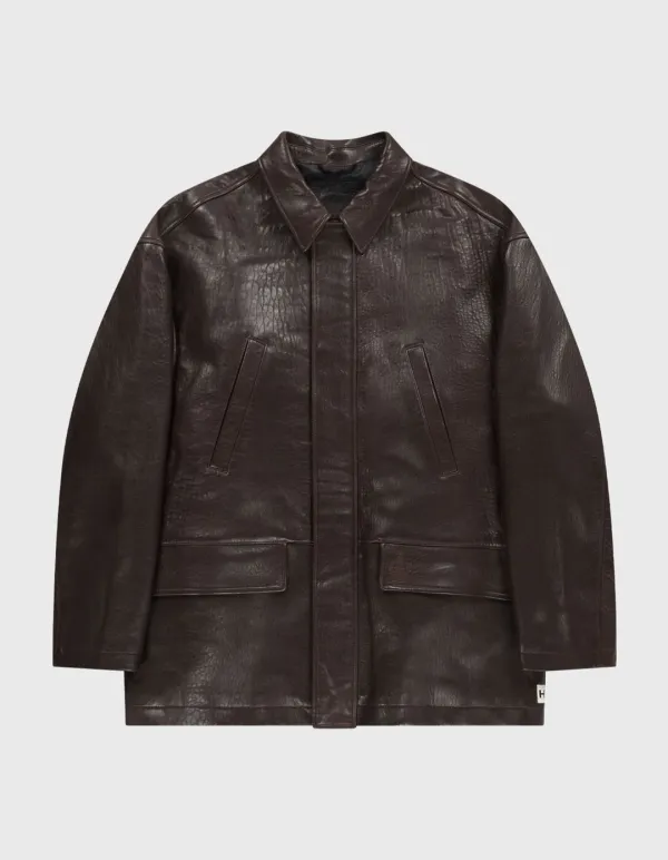 CREST LEATHER FIELD JACKET / Brown