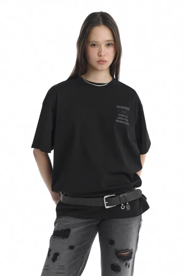 Oversized Graphic T-Shirts [ Black ]