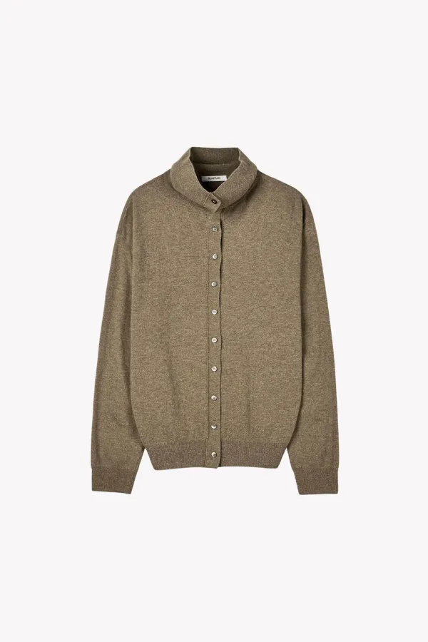 Rivel High Neck Cardigan (Brown)