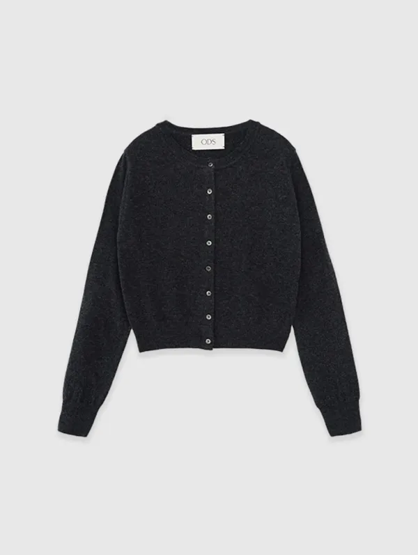 [Cashmere] Basic Wool Cardigan (Midnight Charcoal)