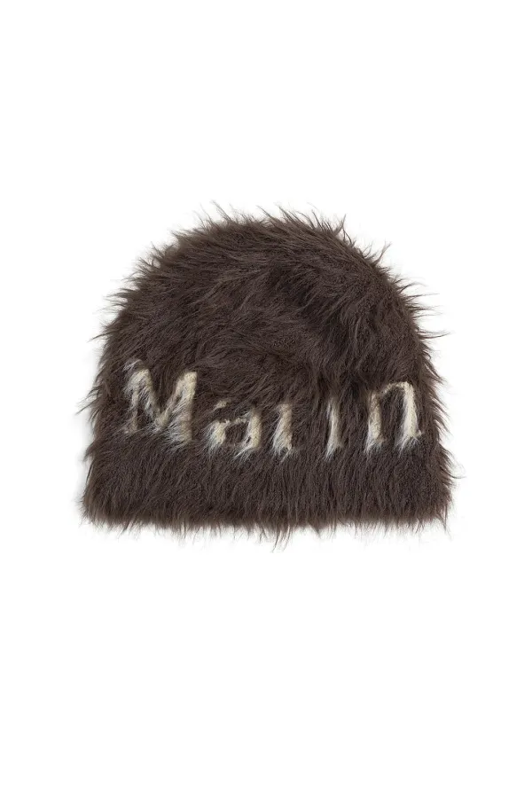 MATIN HAIRY KNIT BEANIE IN BROWN
