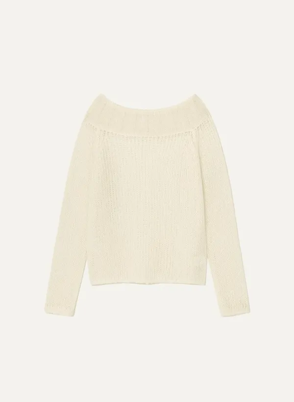 Off Shoulder Mohair Sweater Ivory