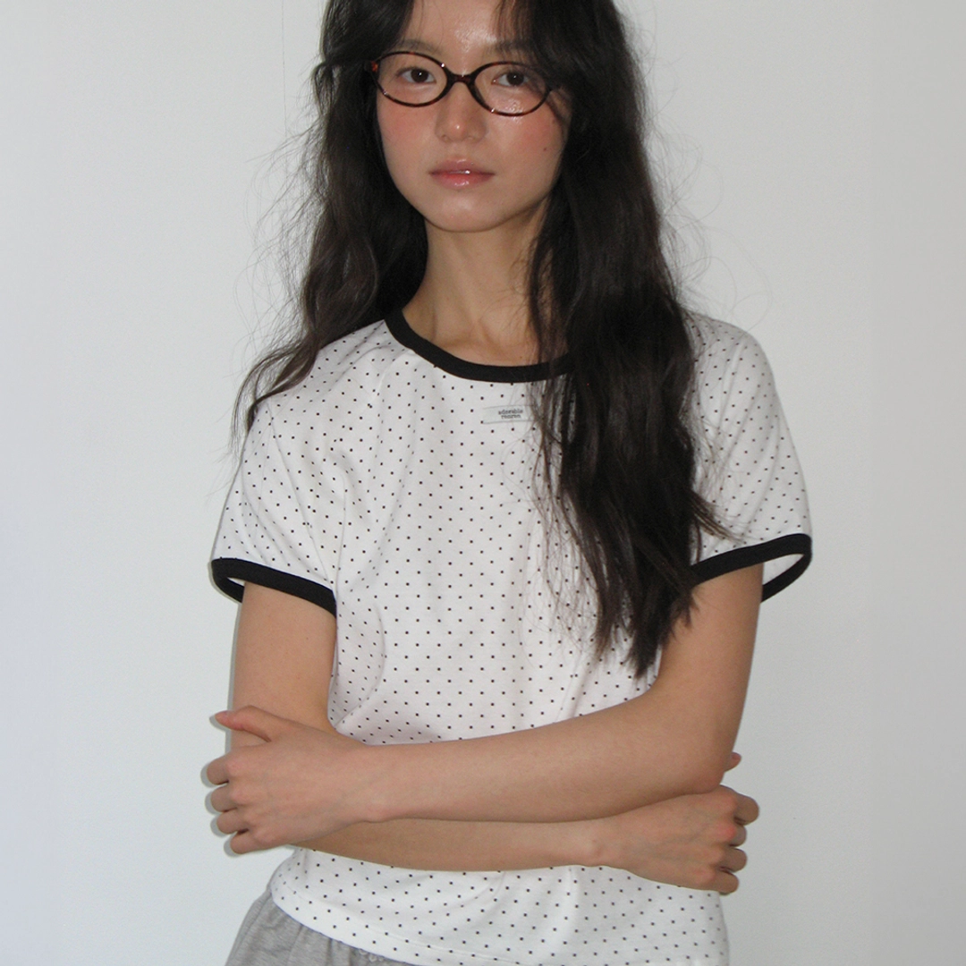 론론 DOT RINGER PUFF T SHIRT WHITE 상품 이미지 2