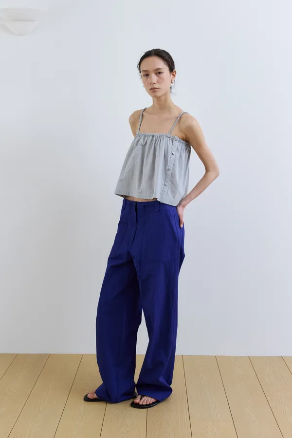 holiday sleeveless blouse_gray stripe