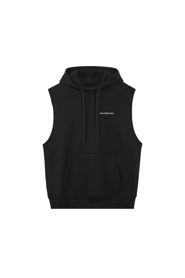 SLEEVELESS HOOD - BLACK