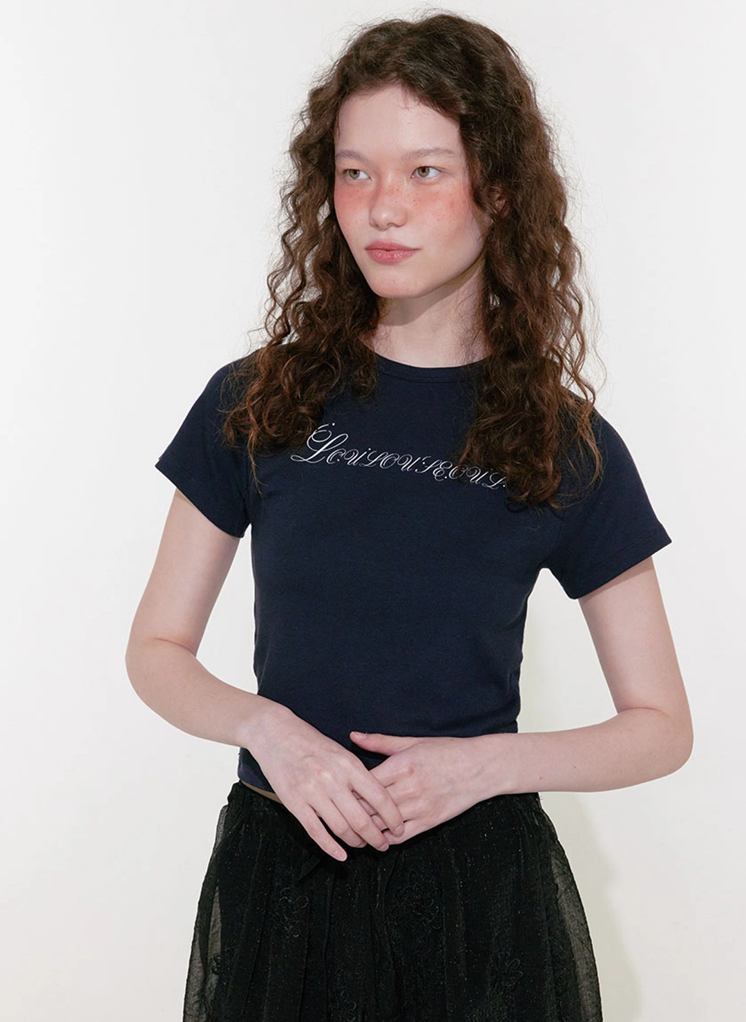 루루서울 Logo Sparkle T-Shirt (Navy) 상품 이미지 2