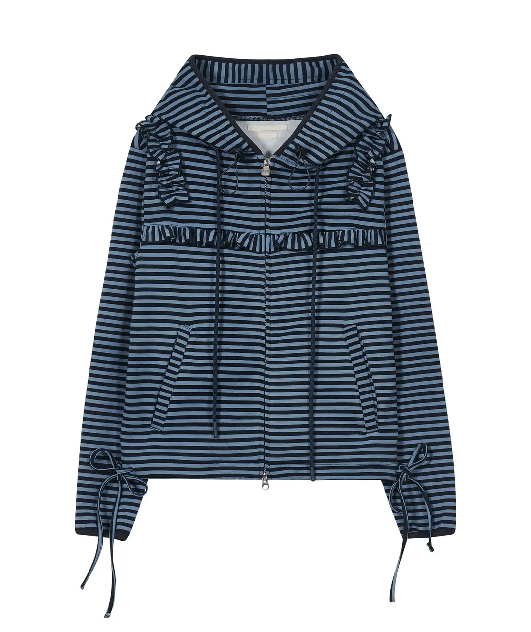 타입서비스 [2차] Ruffled Stripe Zip Hoodie [Blue] 상품 이미지 3