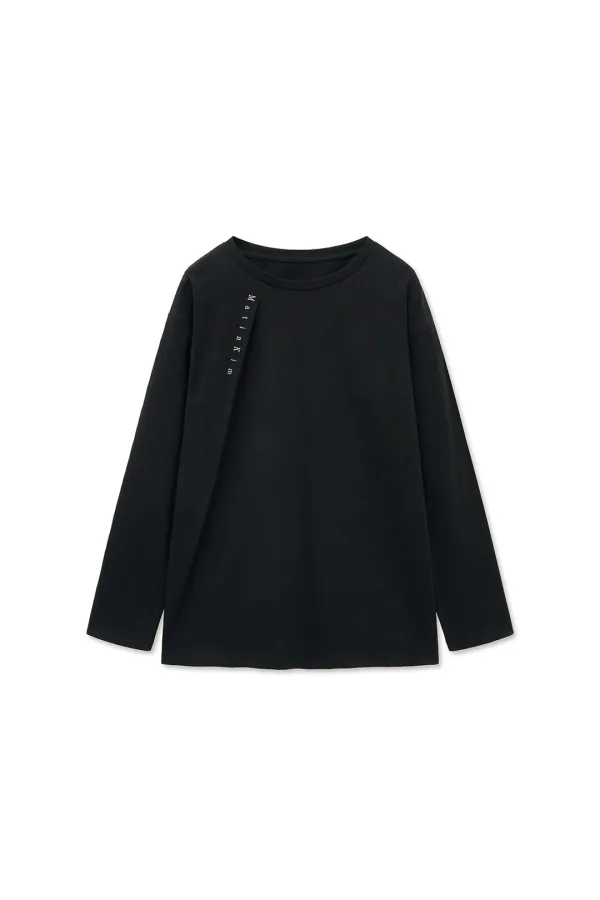 TUCK POINT LONG SLEEVE TOP FOR WOMEN IN BLACK