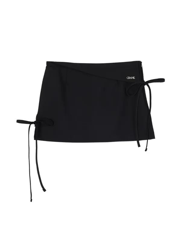 RIBBON SLIT SKIRT PANTS_BLACK