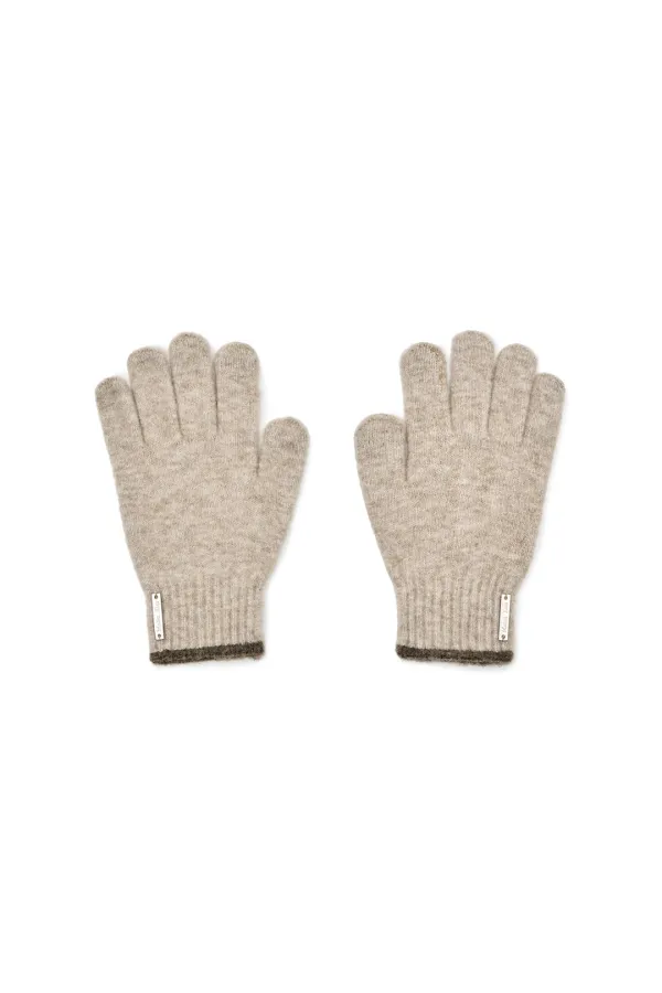 BOUCLE KNIT GLOVES IN BEIGE